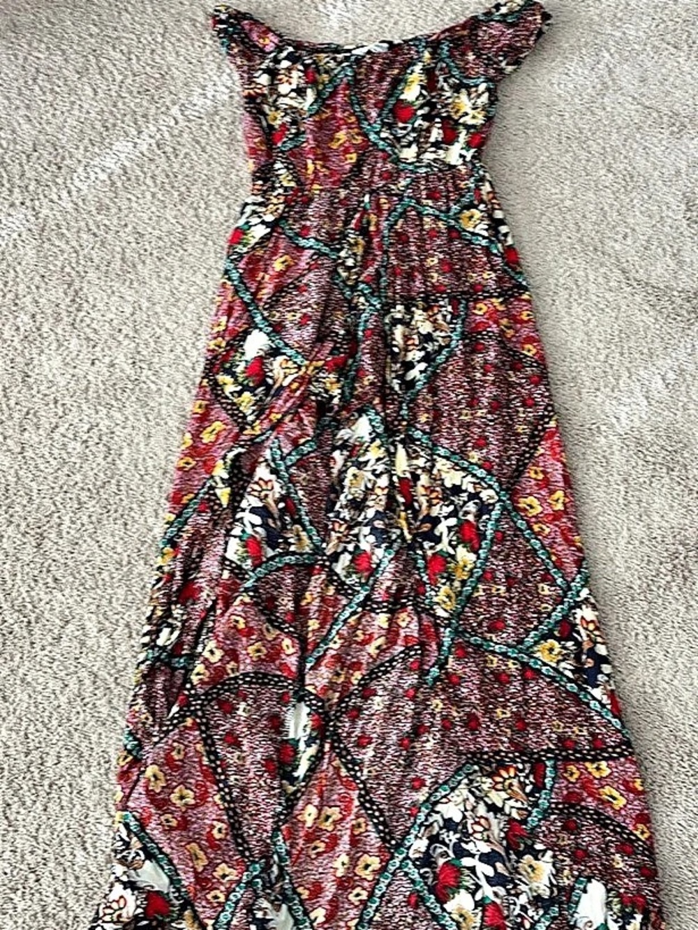 Floral Maxi high low Dress with shorts in Red & Black Size Small Like New